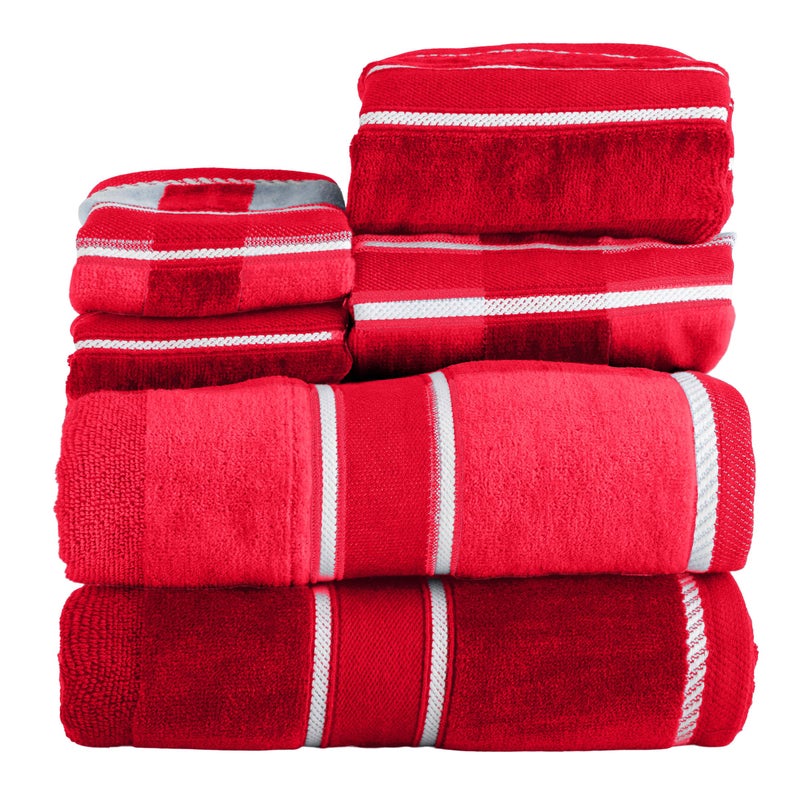 Lavish Home 6 Piece Bathroom Towels Set - 525 GSM 100% Cotton Bathroom Accessories - 2 Bath Sheets, 2 Hand Cloths, and 2 Wash Cloths - Soft Towel Set for Shower, Gym, Dorm, and Spa (Red) - Image 1